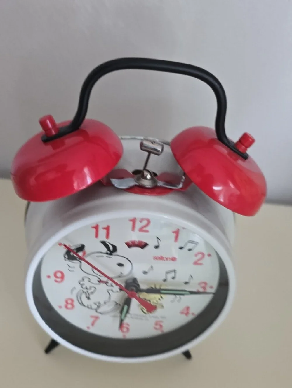 Vintage 1980s Red and White Snoopy Alarm Clock - Home Decor
